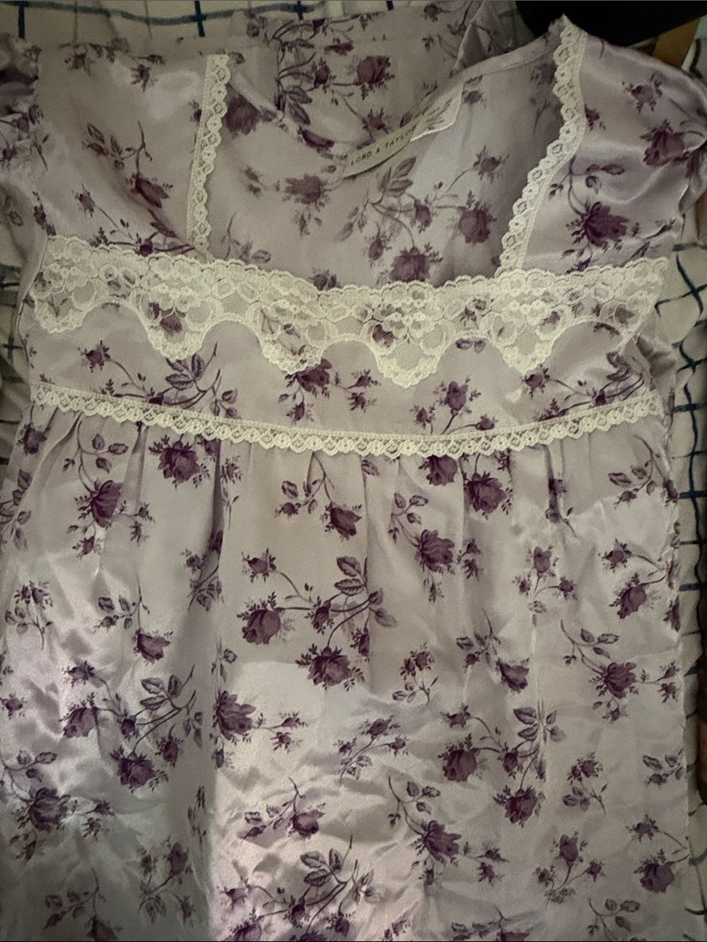 Vintage lord and Taylor Lace Trim Lavender Nightgown by
